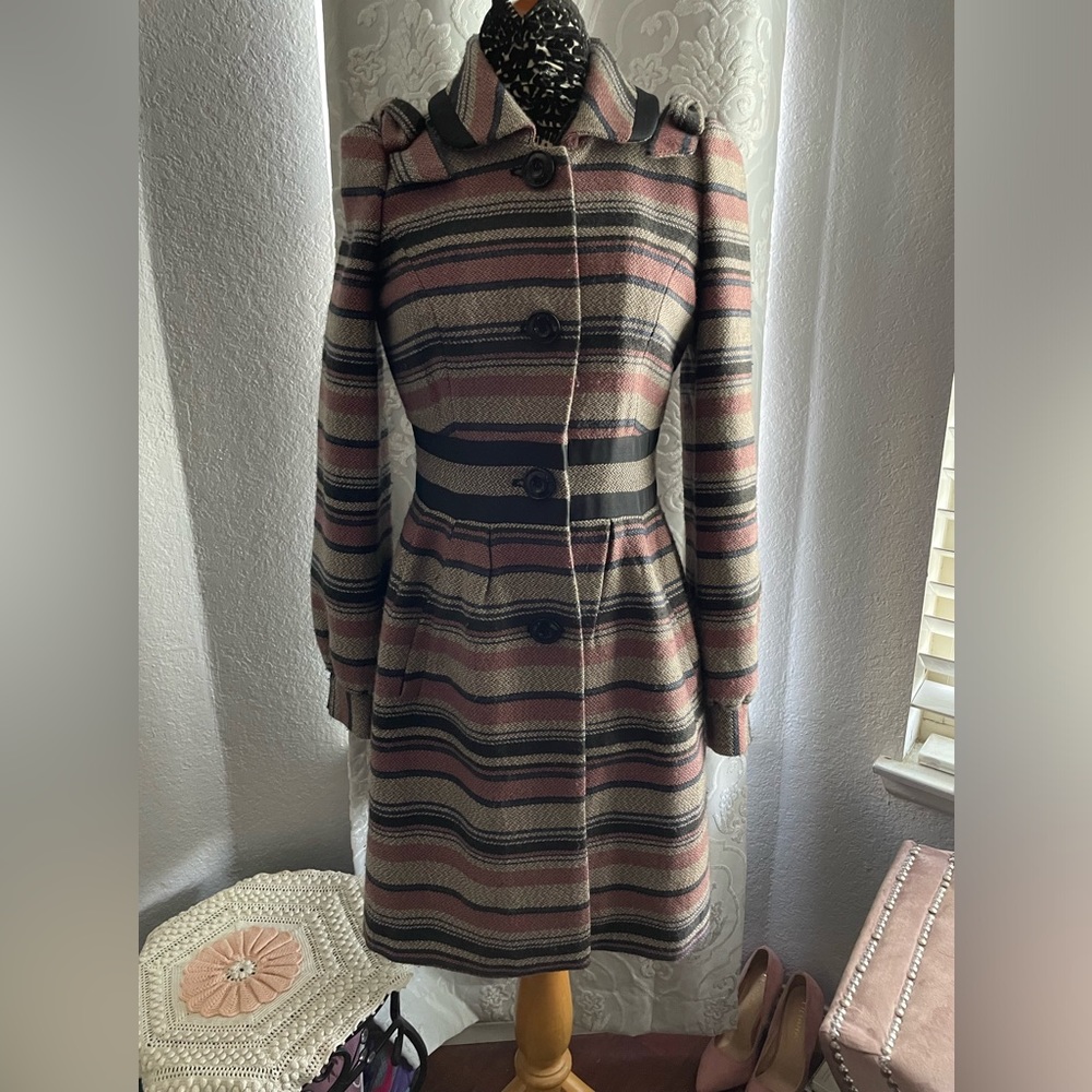 Cute Lady Stripped Fall Autumn Tweed Pink bow shoulder petticoat